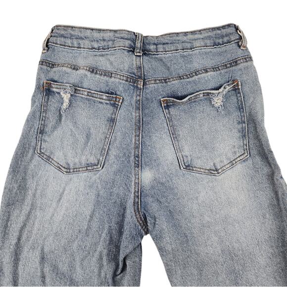 Ashley Mason Jeans 9 Bleached Stone Washed Light Denim Ripped Destroyed Mom - Picture 7 of 14